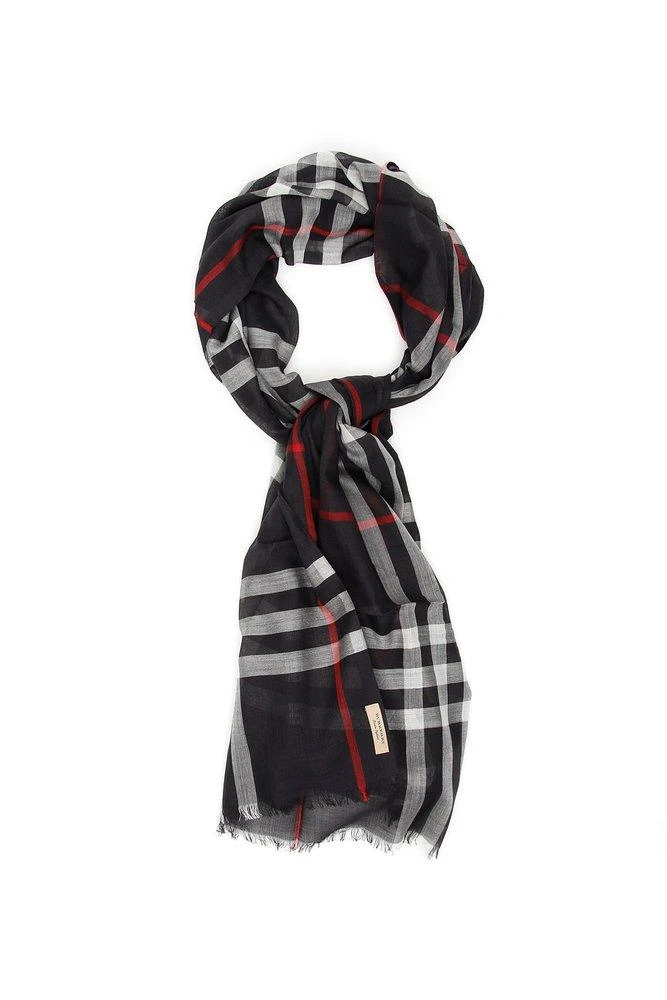 Burberry Burberry Checked Frayed Edge Scarf 1