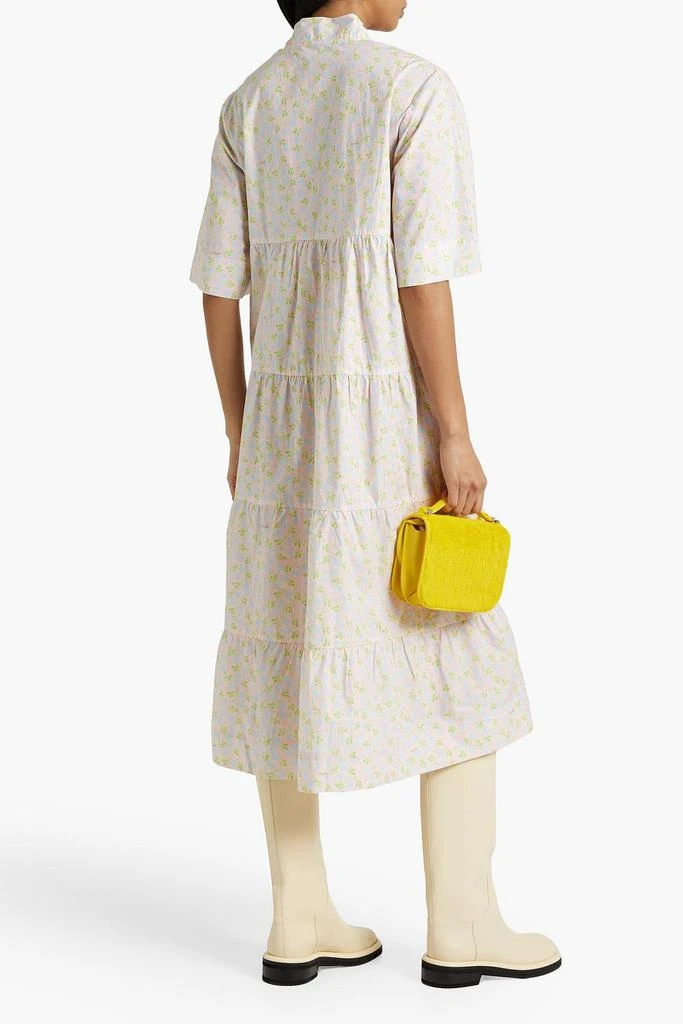 商品Ganni|Tiered floral-print cotton-poplin midi dress,价格¥745,第3张图片详细描述