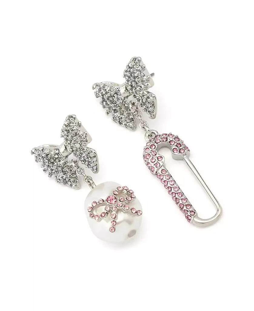 商品Betsey Johnson|Faux Stone Bow Pearl Safety Pin Mismatch Earrings,价格¥427,第3张图片详细描述