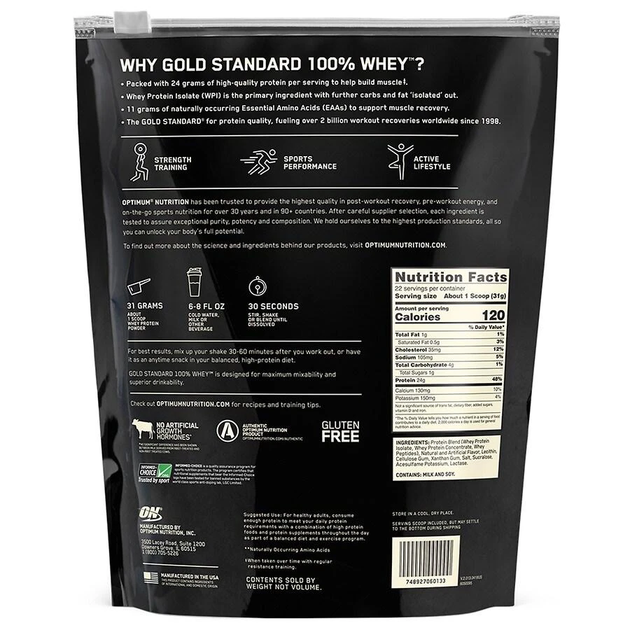 商品Optimum Nutrition|Gold Standard 100% Whey Vanilla Ice Cream,价格¥275,第2张图片详细描述