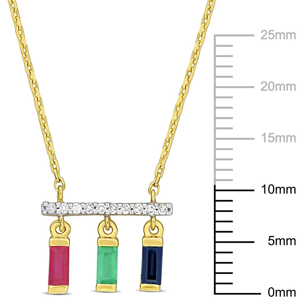商品Mimi & Max|Mimi & Max 1/2ct TGW Multi-Gemstone & Diamond Accent Bar Necklace in 10k Yellow Gold - 16.5 in,价格¥2414,第3张图片详细描述