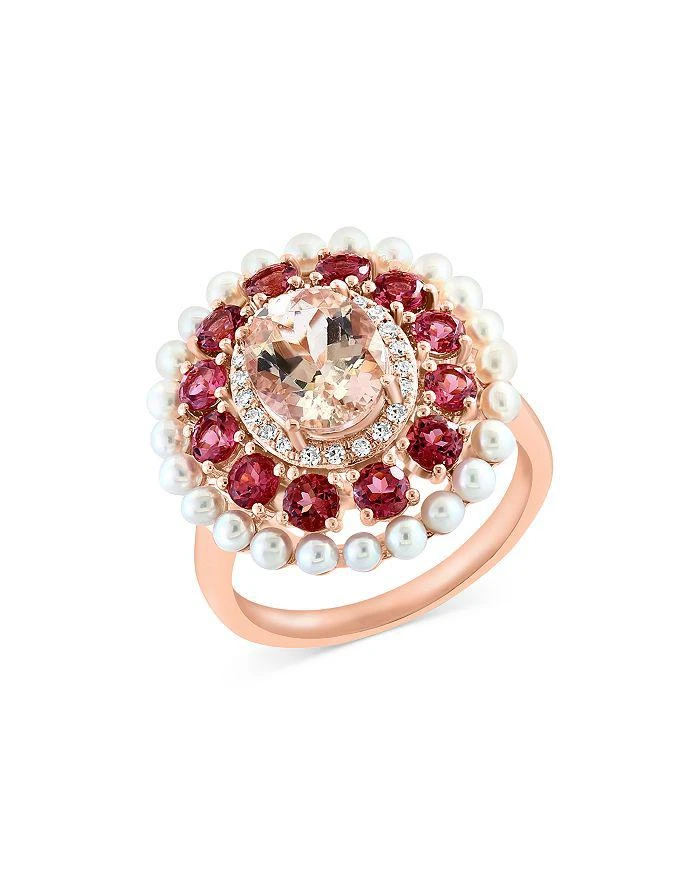 商品Bloomingdale's|Cultured Freshwater Pearl, Pink Tourmaline, Morganite & Diamond Halo Ring in 14K Rose Gold,价格¥9053,第1张图片