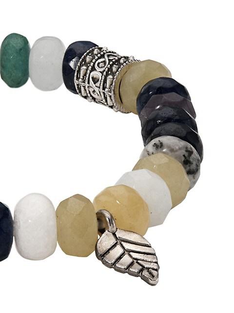 14K White Gold & Azurite Beaded Stretch Bracelet商品第3张图片规格展示