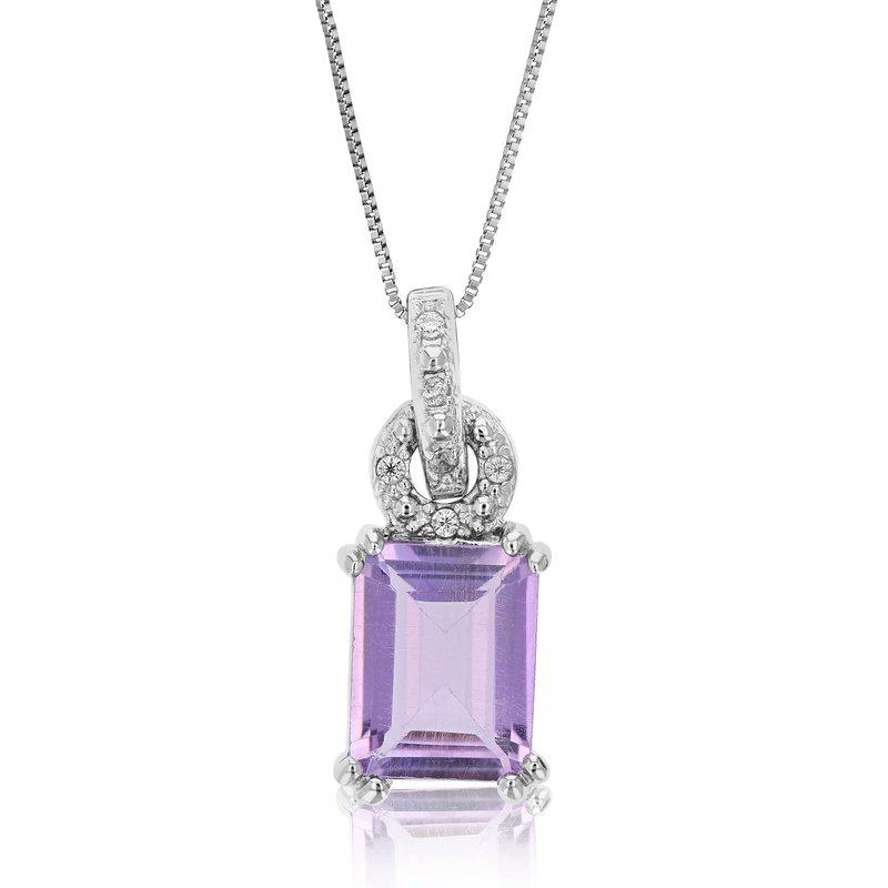 商品Vir Jewels|1.60 Cttw Pendant Necklace, Purple Amethyst Emerald Shape Pendant Necklace For Women In 18" Chain, Prong Setting,价格¥642,第1张图片