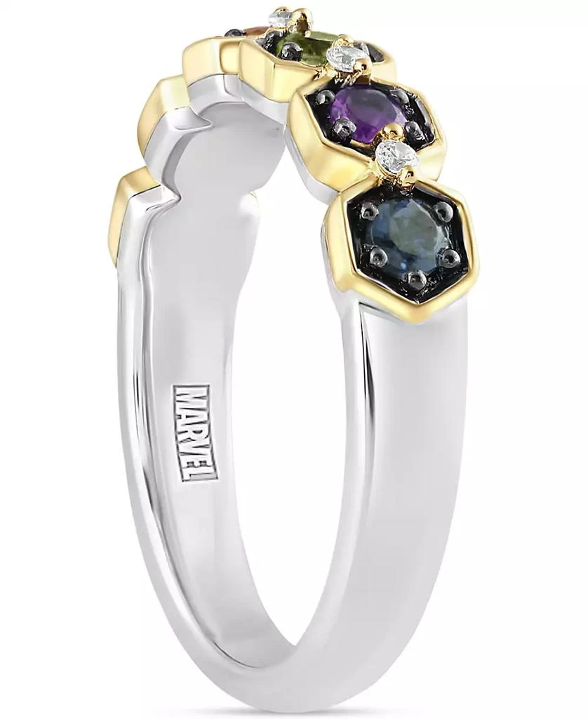 商品Macy's|Marvel Multi-Gemstone (3/8 ct. t.w.) & Diamond (1/20 ct. t.w.) Infinity Stone Avengers Ring in Sterling Silver & Gold-Plate,价格¥917,第4张图片详细描述