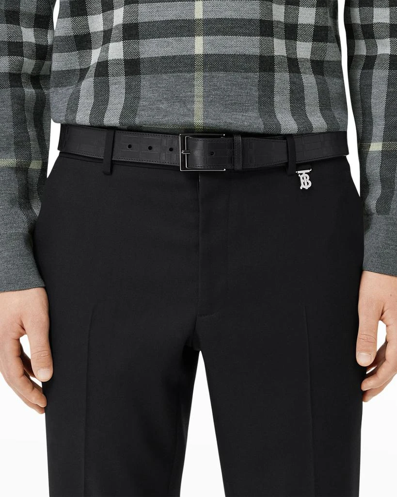 商品Burberry|Men's Debossed Check Leather Buckle Belt, 35mm,价格¥1960,第5张图片详细描述