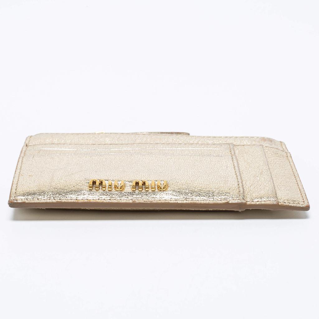 Miu Miu Metallic Gold Leather Madras Card Holder商品第7张图片规格展示