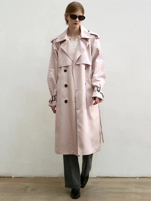 商品NICK&NICOLE|Oversized Double Trench Coat (Light Pink),价格¥778,第1张图片