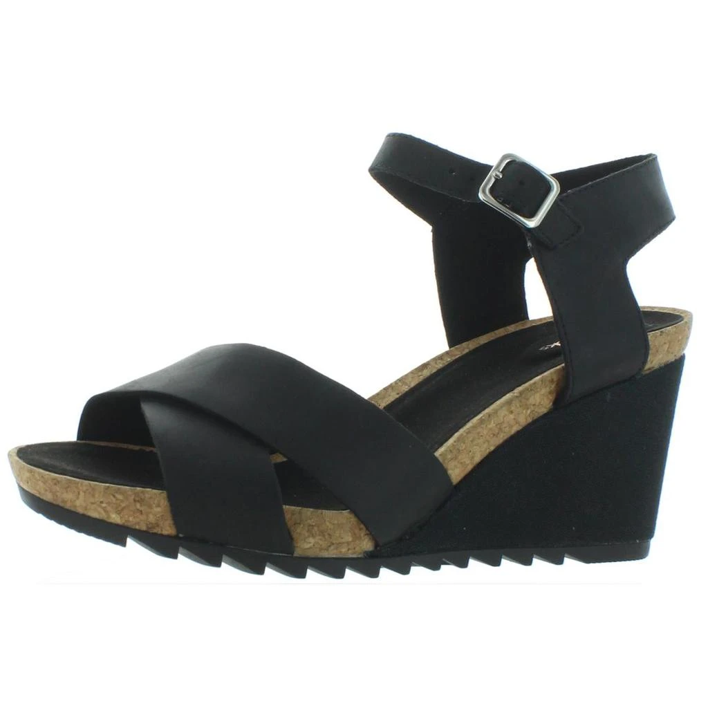 商品Clarks|Clarks Womens Flex Sun Leather Cork Wedge Sandals,价格¥661,第1张图片