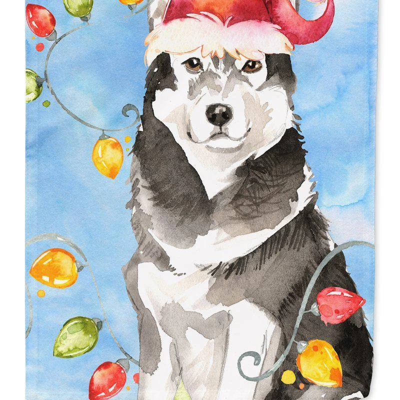 商品Caroline's Treasures|28 x 40 in. Polyester Christmas Lights Alaskan Malamute Flag Canvas House Size 2-Sided Heavyweight,价格¥329,第1张图片