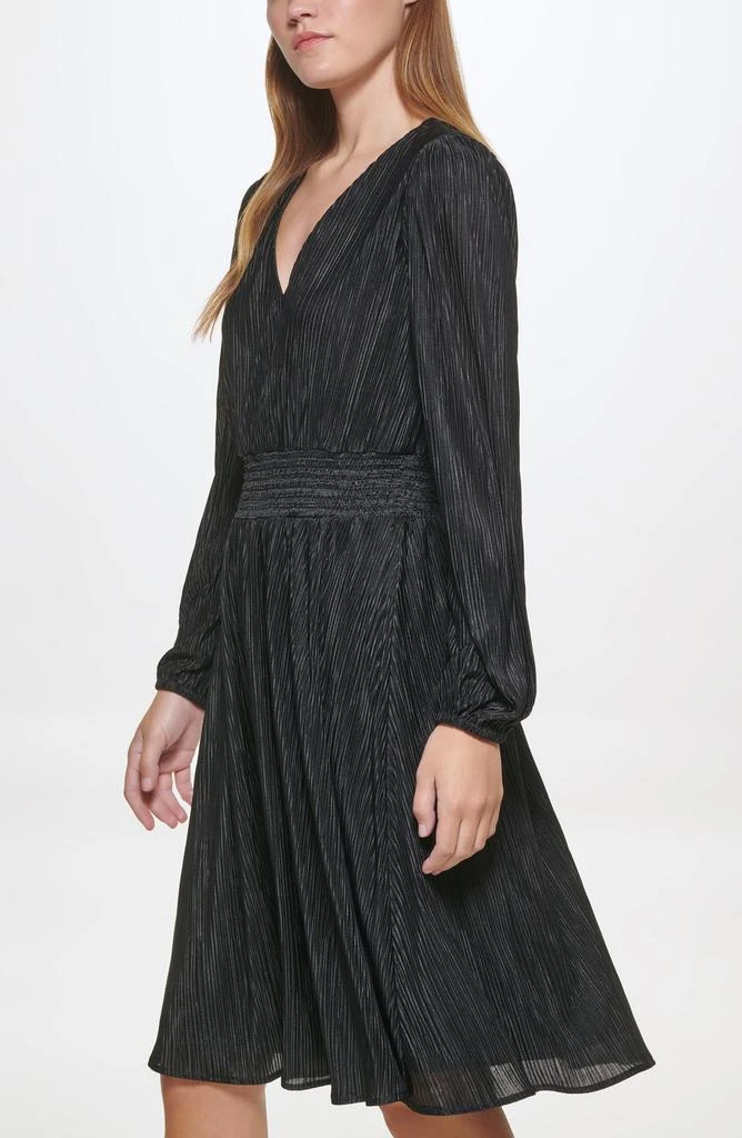 商品Kensie|Pleated V-Neck Long Sleeve A-Line Dress,价格¥377,第5张图片详细描述