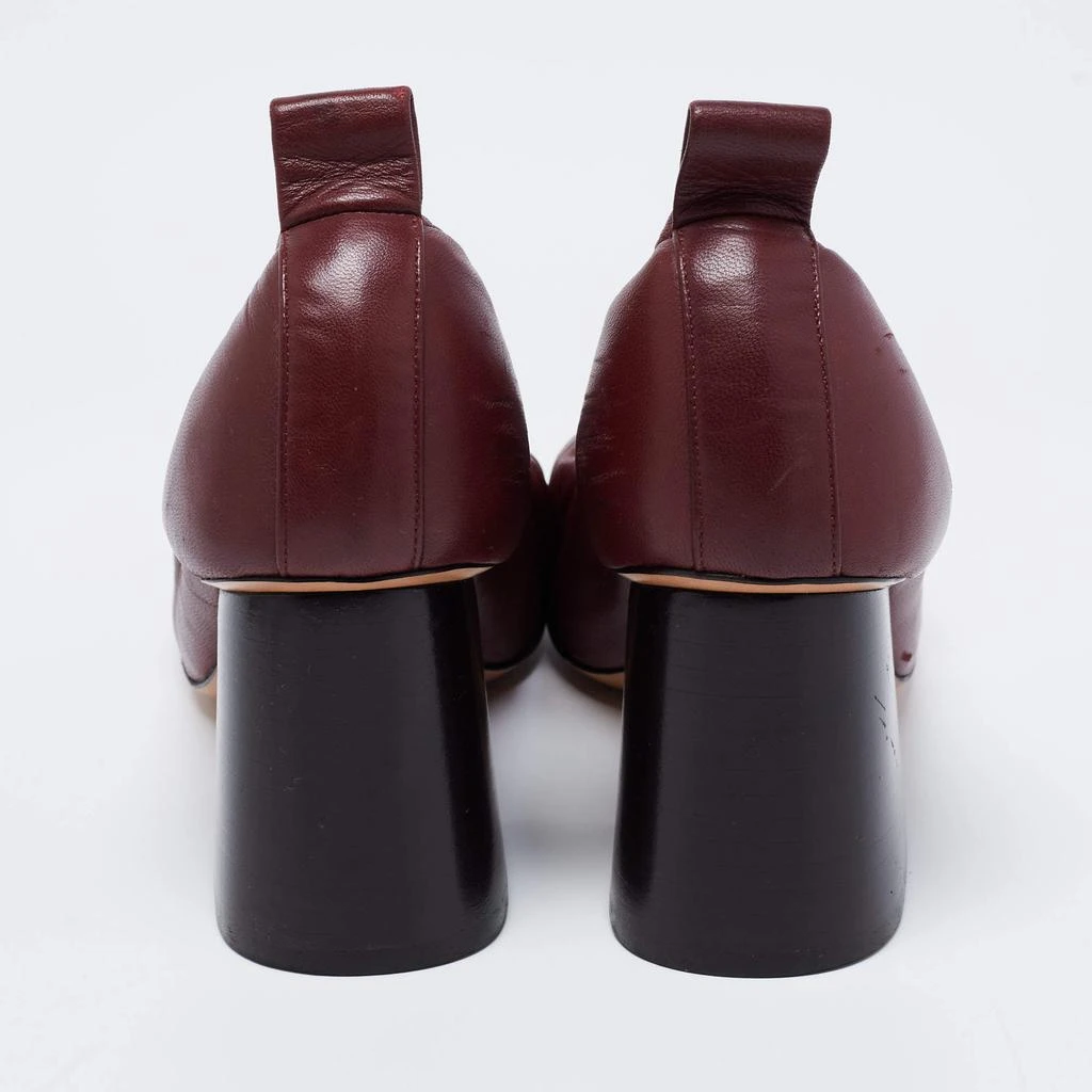 商品[二手商品] Celine|Celine Burgundy Leather Scrunch Block Heel Pumps Size 38,价格¥915,第5张图片详细描述