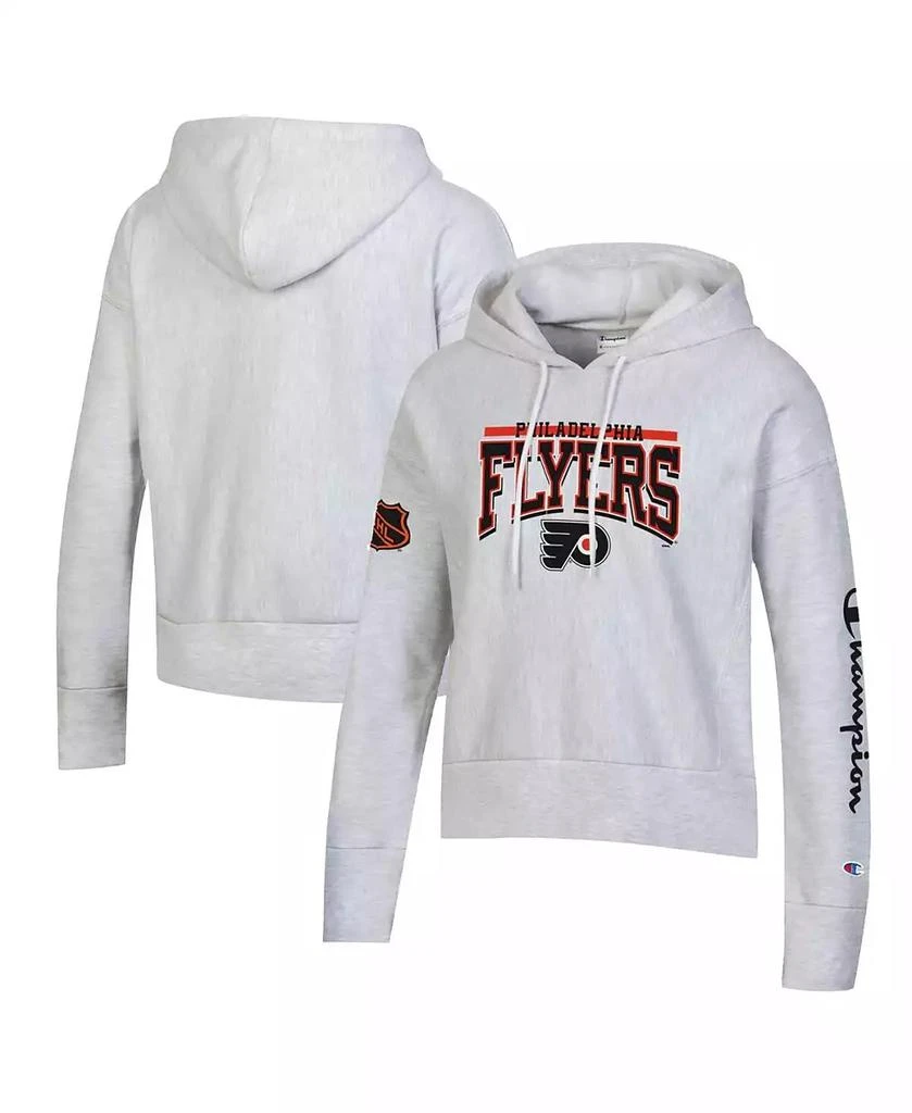 商品CHAMPION|Women's Heathered Gray Philadelphia Flyers Reverse Weave Pullover Hoodie,价格¥449,第1张图片