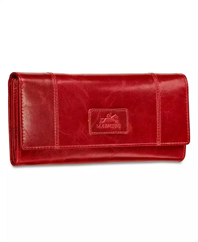 商品Mancini Leather Goods|Casablanca Collection RFID Secure Ladies Trifold Wing Wallet,价格¥606,第5张图片详细描述