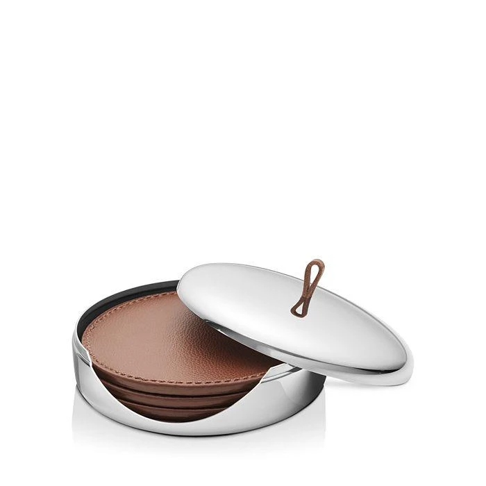 商品Georg Jensen|Sky Stainless Steel & Leather Coaster Set,价格¥814,第3张图片详细描述