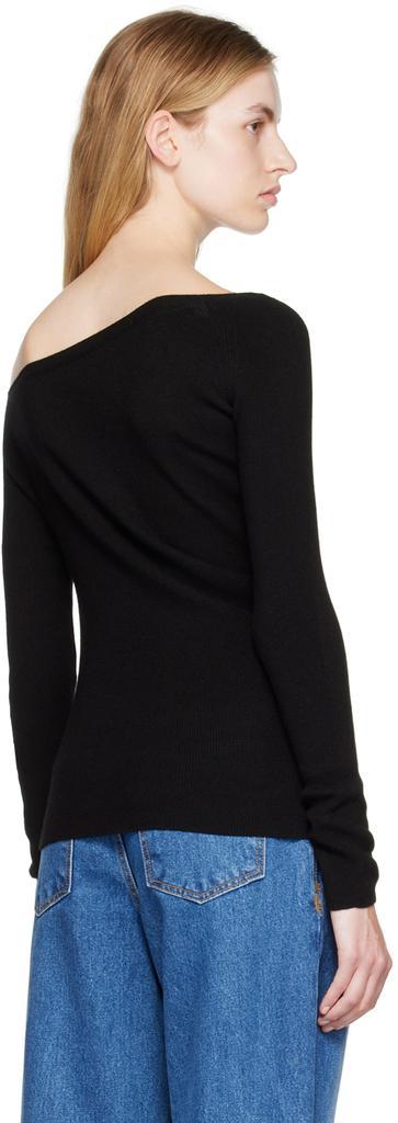 商品We11done|Black Asymmetric Long Sleeve T-Shirt,价格¥841,第5张图片详细描述