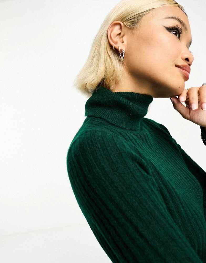 商品ASOS|ASOS DESIGN knitted maxi dress with high neck and side split in dark green,价格¥192,第2张图片详细描述