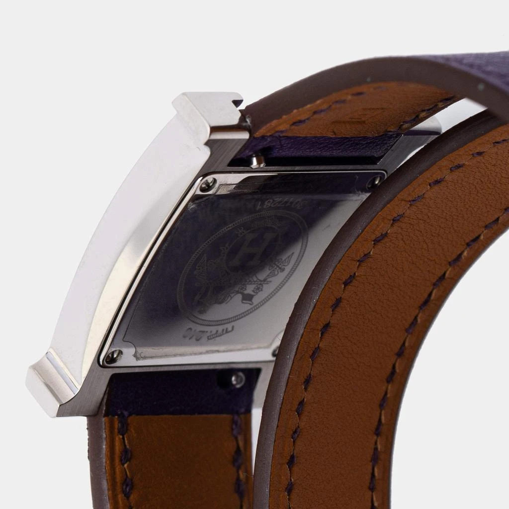 Hermes White Stainless Steel Leather Heure H HH1.210 Women's Wristwatch 21 mm 商品