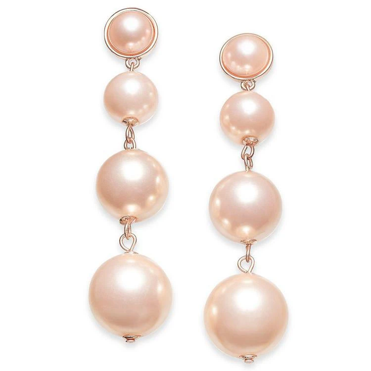 商品INC International|Rose Gold-Tone Pink Imitation Pearl Linear Drop Earrings, Created for Macy's,价格¥145,第1张图片