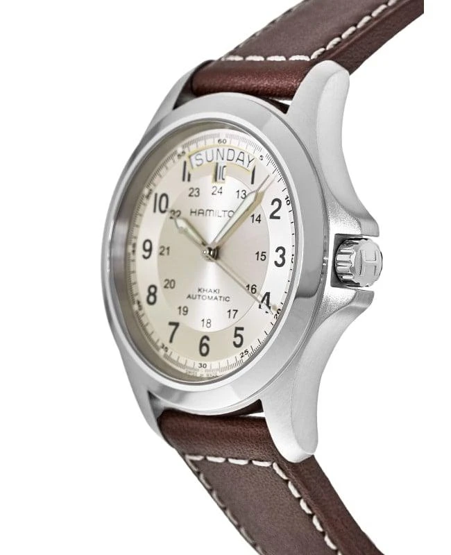 商品Hamilton|Hamilton Khaki Field King Auto Day-Date Silver Dial Leather Strap Men's Watch H64455523,价格¥3441,第3张图片详细描述