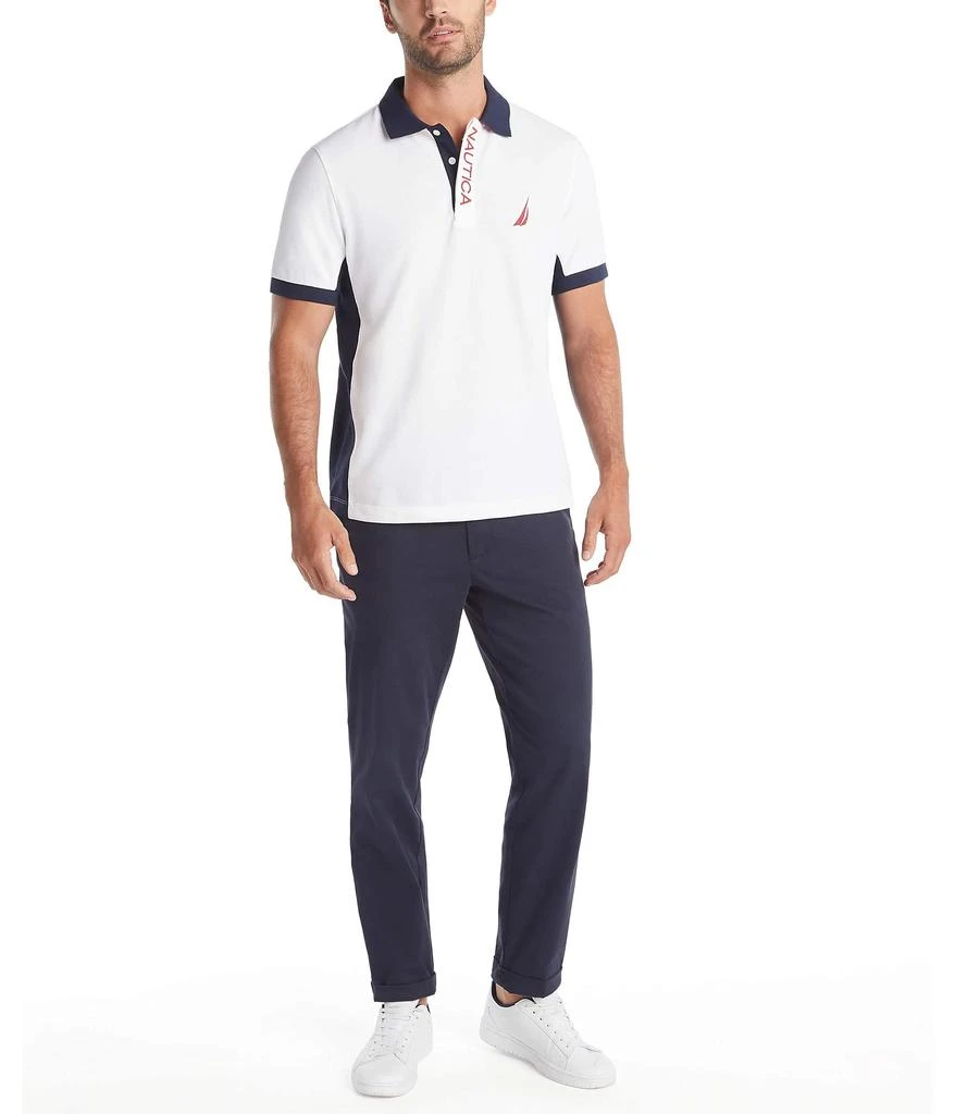 商品Nautica|Men's Short Sleeve Color Block Performance Pique Polo Shirt,价格¥213,第2张图片详细�描述