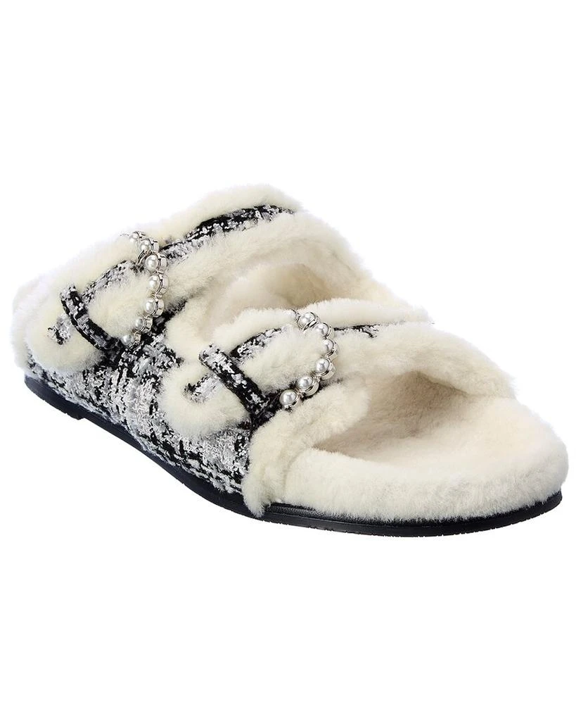 商品Stuart Weitzman|Stuart Weitzman Piper Chill Tweed & Shearling Slide,价格¥1130,第2张图片详细描述