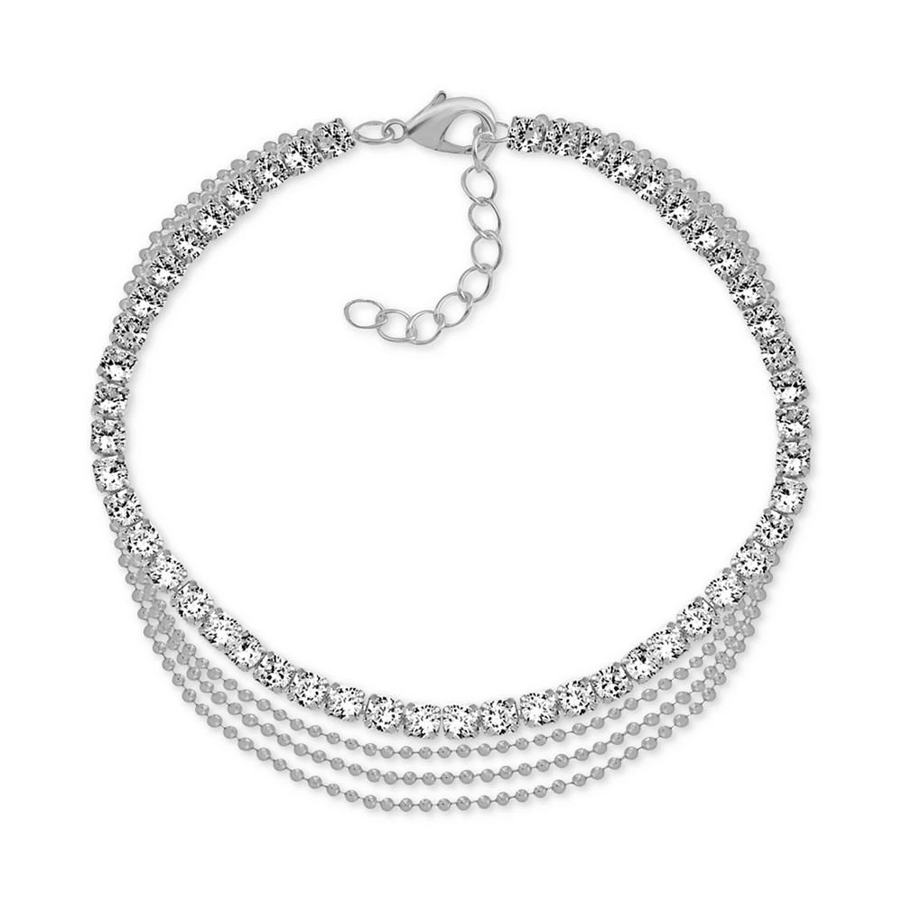 商品Essentials|Multi-Row Crystal Ankle Bracelet in Silver-Plate,价格¥303,第1张图片