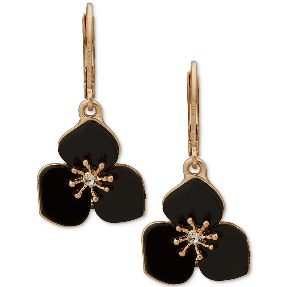 商品Lonna & Lilly|Gold-Tone Pavé Jet Flower Drop Earrings,价格¥194,第1张图片