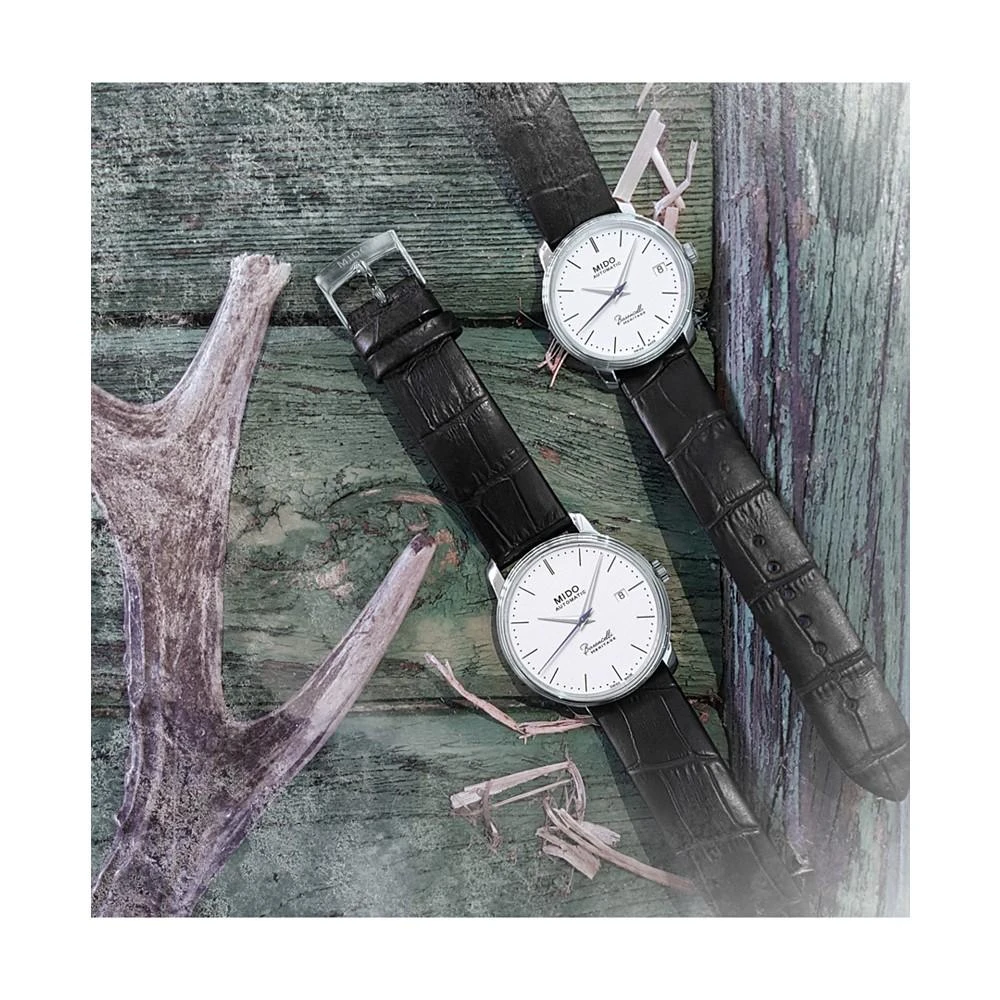 商品MIDO|Men's Swiss Automatic Baroncelli III Heritage Black Leather Strap Watch 39mm,价格¥7796,第5张图片详细描述