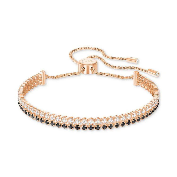 商品Swarovski|Rose Gold-Tone Clear & Jet Crystal Double-Row Slider Bracelet,价格¥964,第1张图片