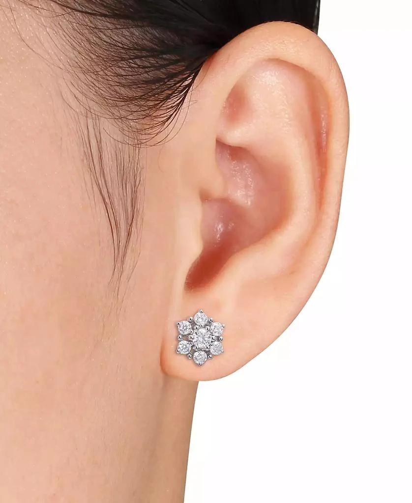 商品Macy's|Lab-Created Moissanite Snowflake Cluster Stud Earrings (1-1/3 ct. t.w.) in 10k White Gold,价格¥4055,第2张图片详细描述