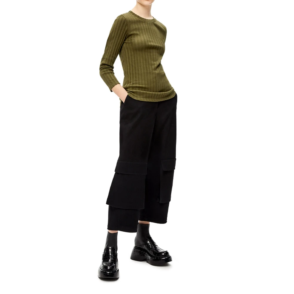 LOEWE 女士卡其绿色罗纹棉上衣 S540Y07X67-4160 商品