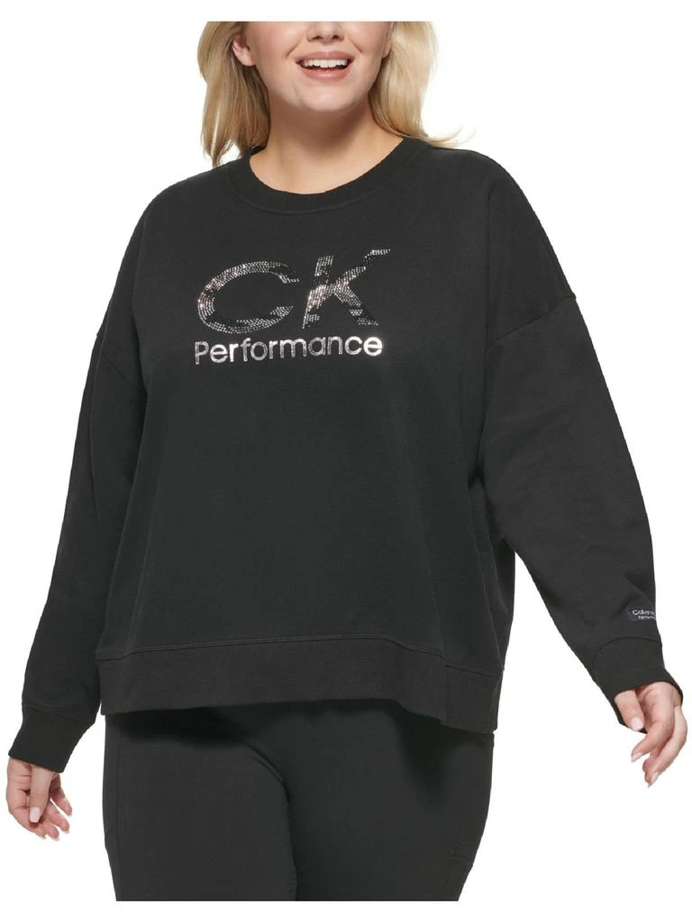 商品Calvin Klein|Plus Womens Logo Embellished Sweatshirt,价格¥142,第2张图片详细描述