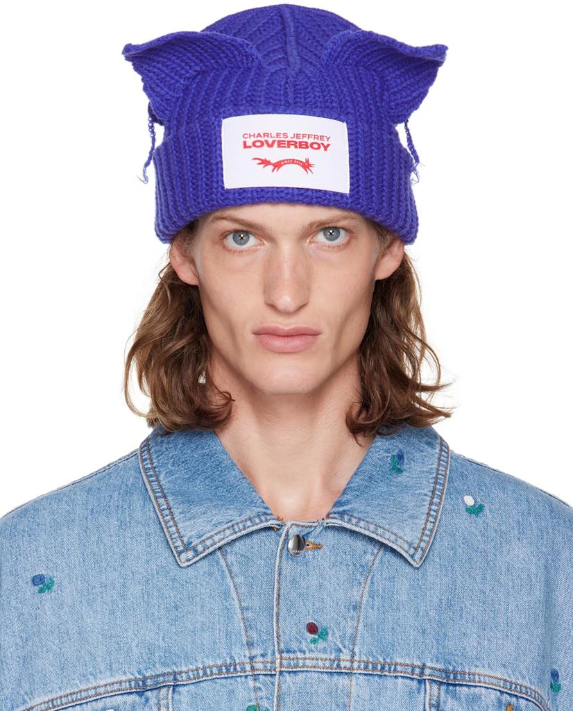 商品Charles Jeffrey Loverboy|Blue Chunky Ears Beanie,价格¥849,第1张图片