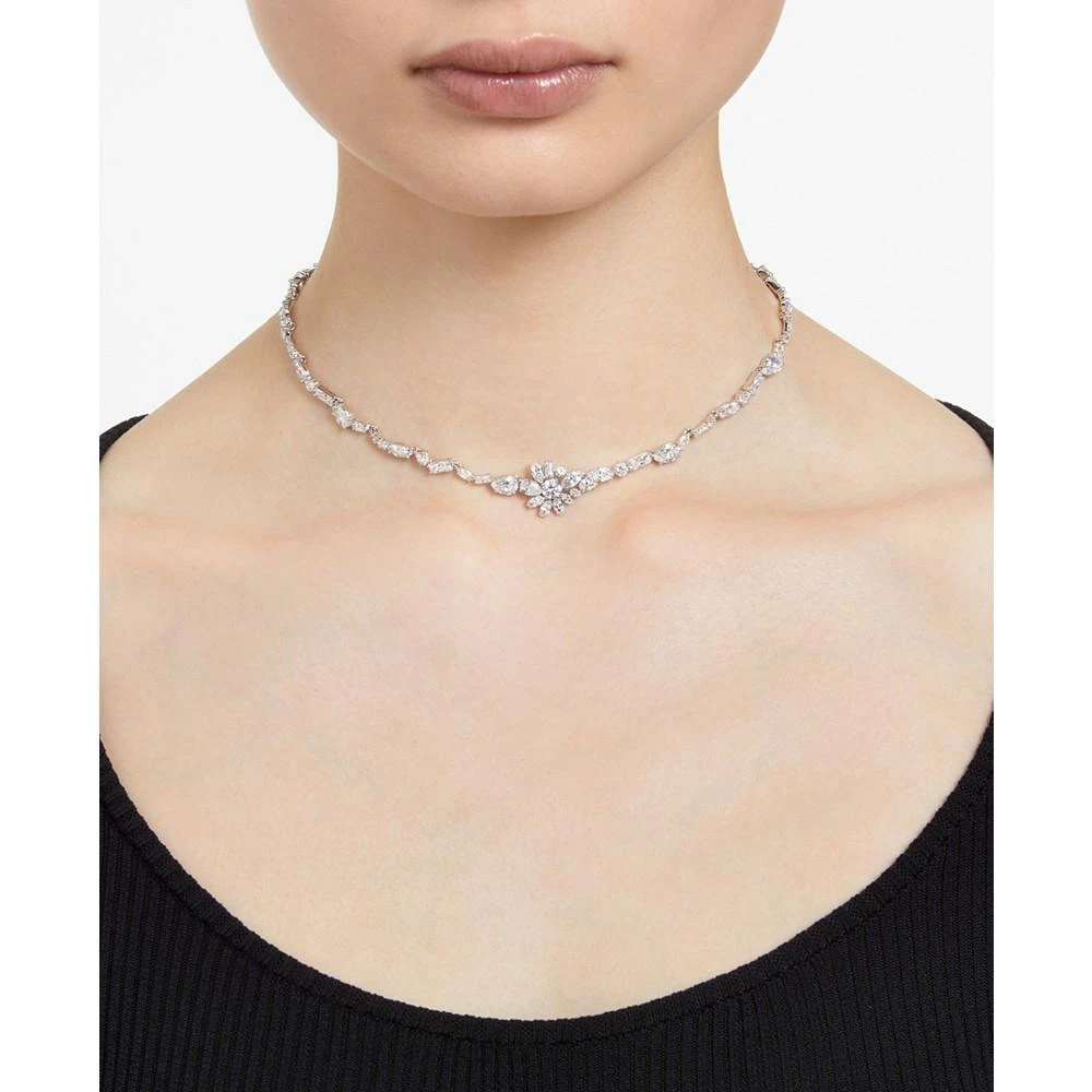 商品Swarovski|Silver-Tone Crystal Flower Collar Necklace, 14-1/8" + 1" extender,价格¥2624,第4张图片详细描述