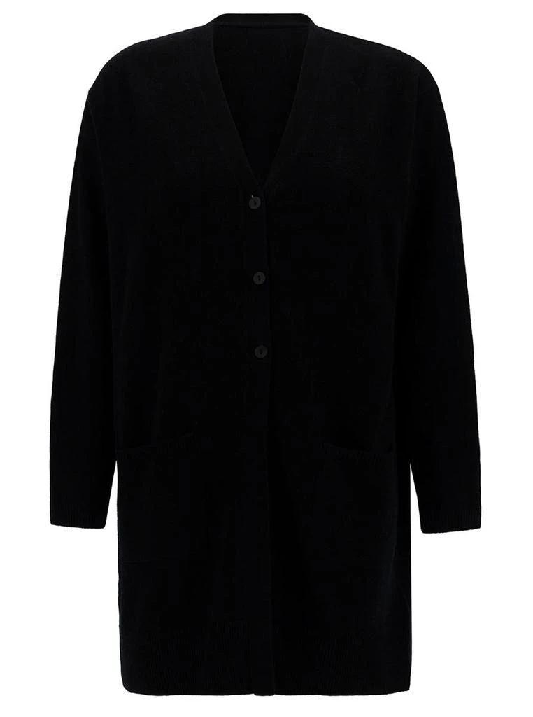 商品ROSSO PURO|Oversized Black V Neck Cardigan in Wool and Cashmere Woman,价格¥2332,第1张图片