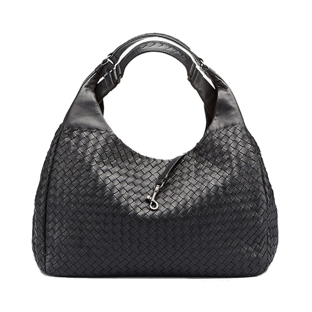 商品[国内直发] Bottega Veneta|Bottega Veneta 葆蝶家 女款黑色手工编织小羊皮单肩手提包 124864-V0016-8175,价格¥16740,第1张图片