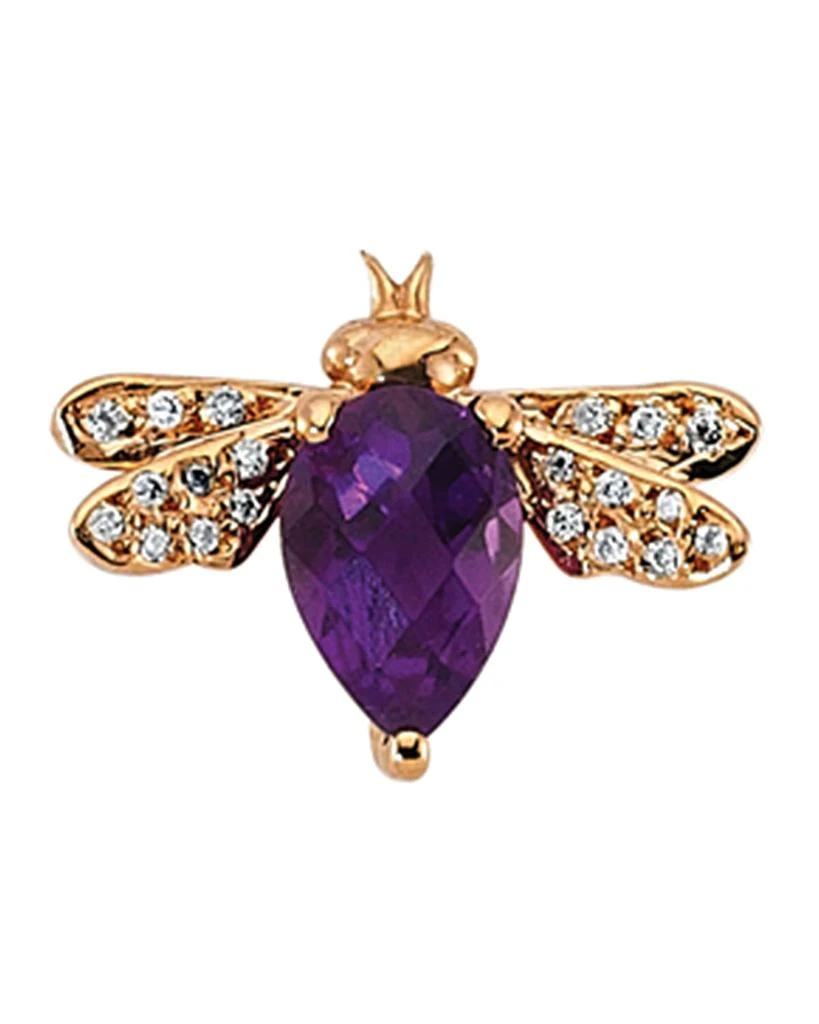 商品Bee Goddess|14k Rose Gold Amethyst and Diamond Bee Stud Earring, Single,价格¥6951,第1张图片