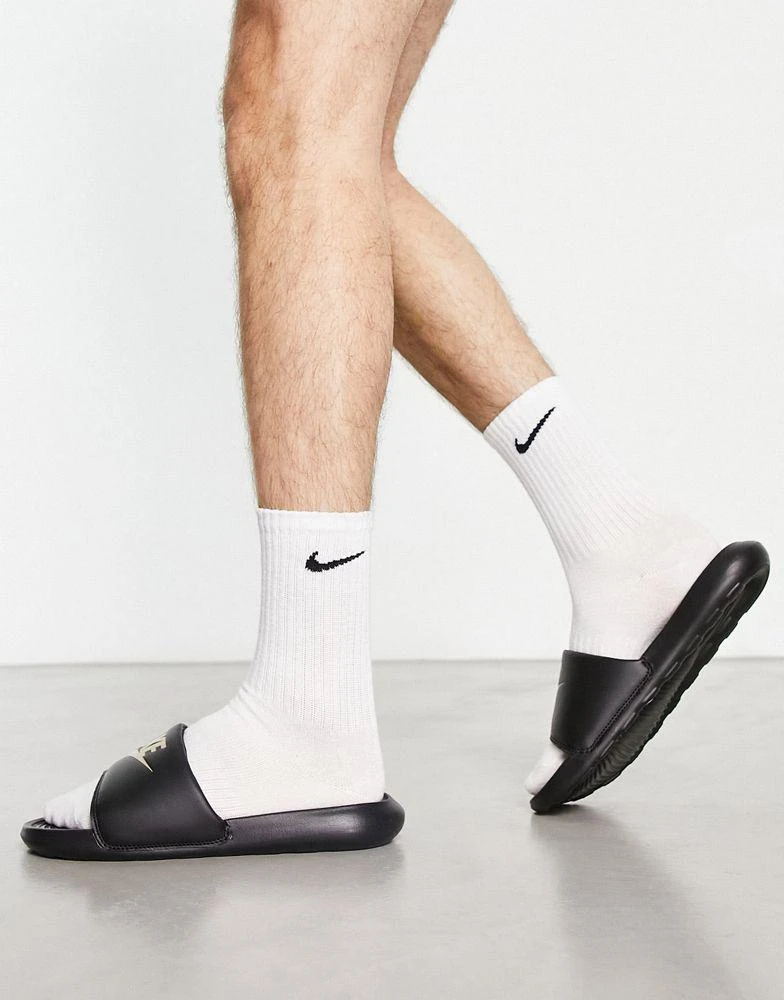 商品NIKE|Nike Victori One rose gold logo slides in black,价格¥295,第4张图片详细描述