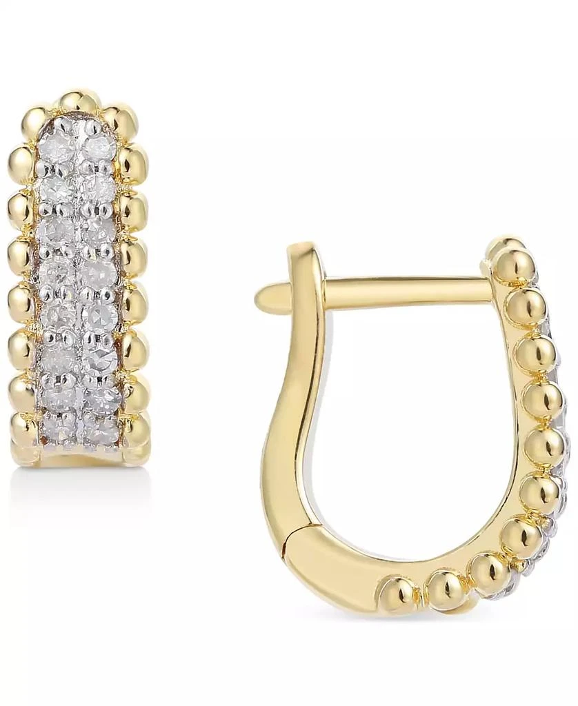 商品Macy's|Diamond Bead Leverback Hoop Earrings (1/6 ct. t.w.) in Sterling Silver or 14k Gold-Plated Sterling Silver,价格¥2980,第1张图片