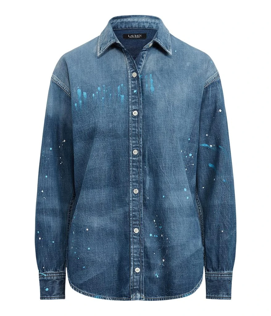 商品Ralph Lauren|Petite Paint Splatter Denim Shirt,价格¥511,第5张图片详细描述