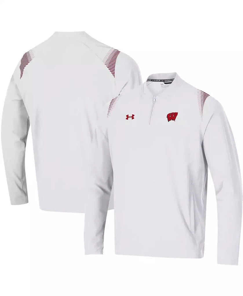 商品Under Armour|Men's White Wisconsin Badgers 2021 Sideline Motivate Quarter-Zip Jacket,价格¥736,第1张图片