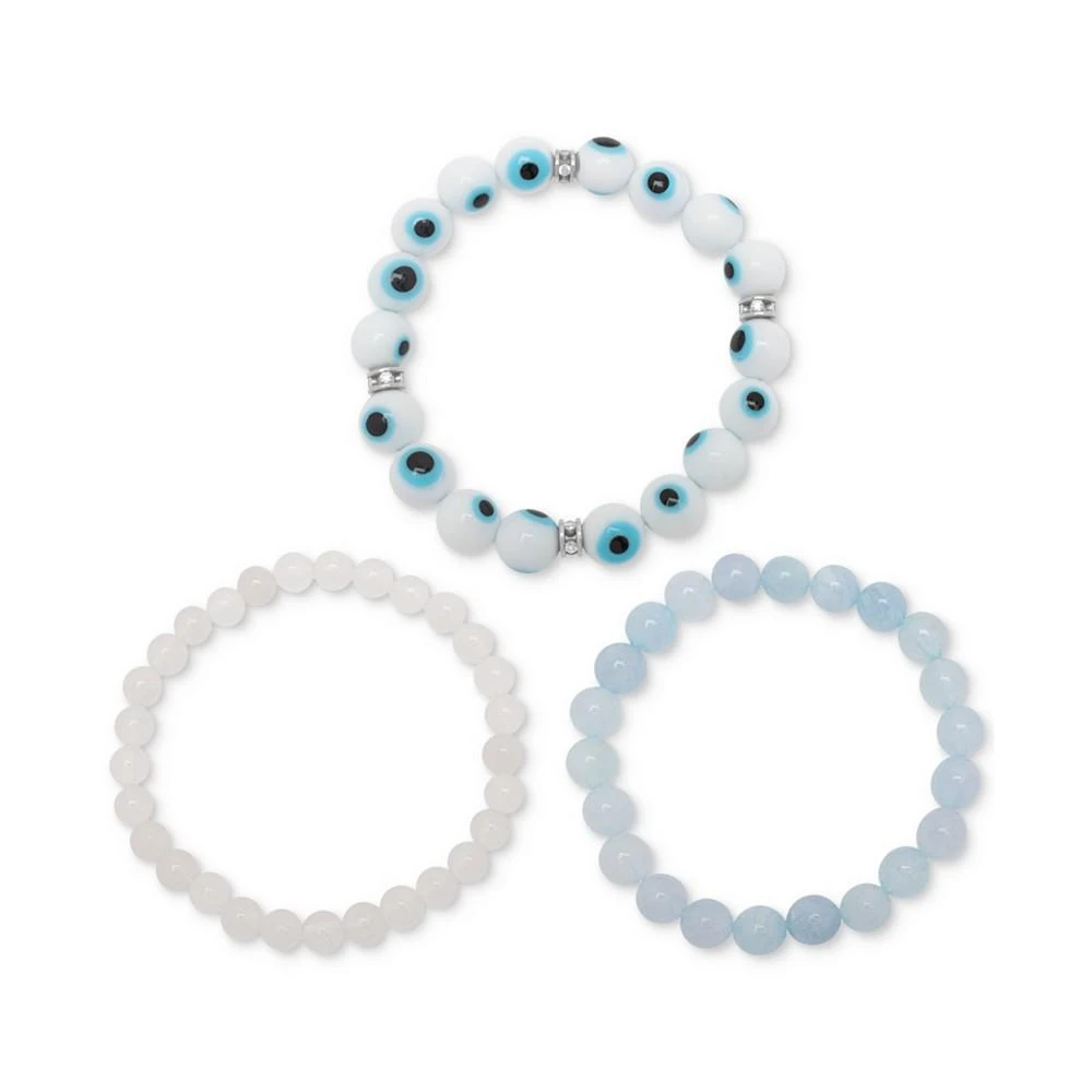 商品Macy's|3 Pc. Set Aquamarine, Jade, & Cubic Zirconia Evil Eye Stretch Bracelets,价格¥281,第3张图片详细描述