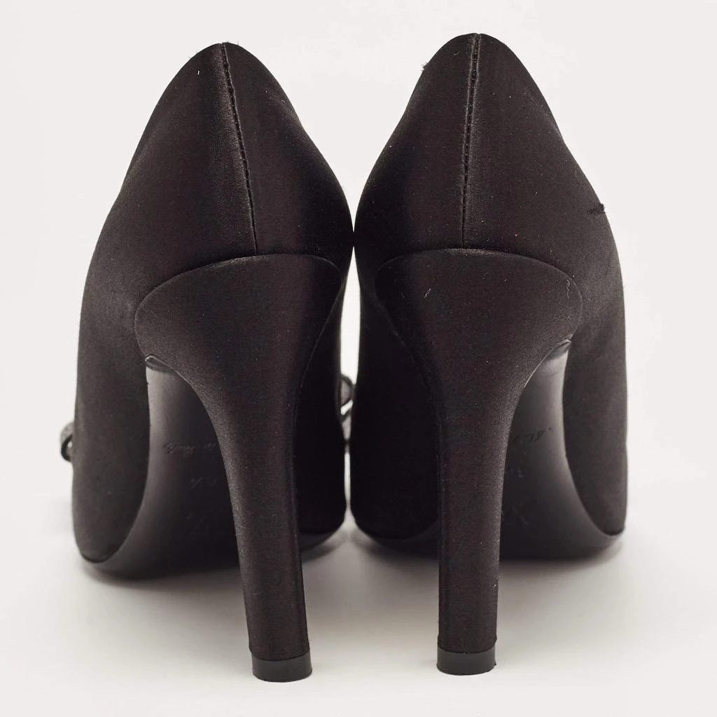 商品[二手商品] Louis Vuitton|Louis Vuitton Black Satin Bow Pointed Toe Pumps Size 36.5,价格¥1597,第5张图片详细描述