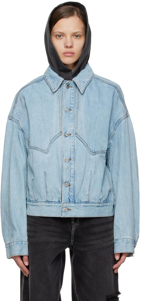 Blue Paneled Denim Jacket商品第1张图片规格展示