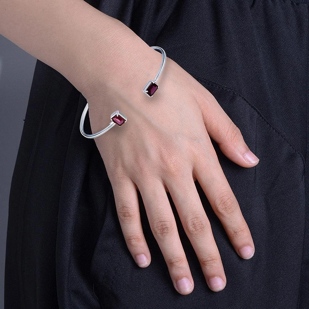 商品Vir Jewels|Garnet Cuff Bangle With Rhodium Plating (1.50 CT),价格¥397,第5张图片详细描述