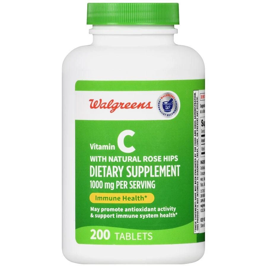 商品Walgreens|Vitamin C 1000 mg with Natural Rose Hips Tablets (200 days),价格¥219,第2张图片详细描述