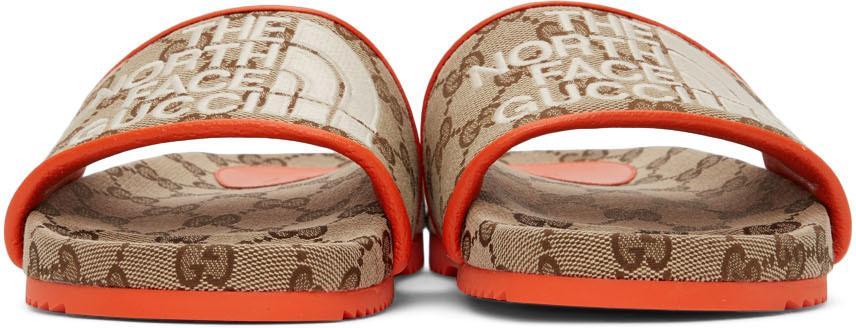 商品Gucci|驼色 The North Face 联名 Sideline 拖鞋,价格¥5649,第4张图片详细描述