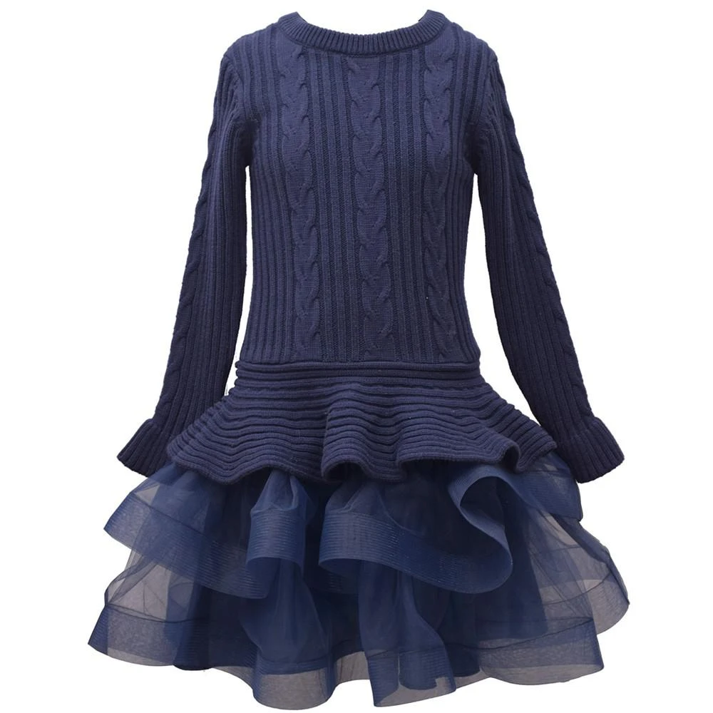 商品Bonnie Jean|Big Girls Long Sleeved Cable Knit Sweater Dress,价格¥442,第1张图片