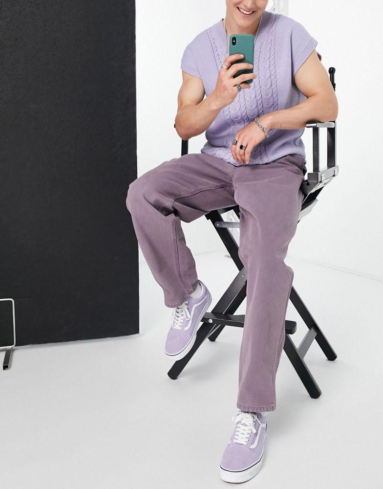 Carhartt WIP single knee worker straight leg trousers in washed purple商品第4张图片规格展示